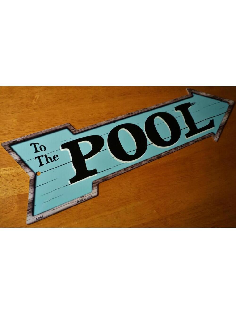 POOL Right Arrow Sign Metal Tiki Bar Tropical Beach House Nautical Summer Decor